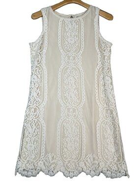 M.S.S.P Cream Lace Dress Sleeveless Mesh Wedding Romantic Coquette Soft Girl M